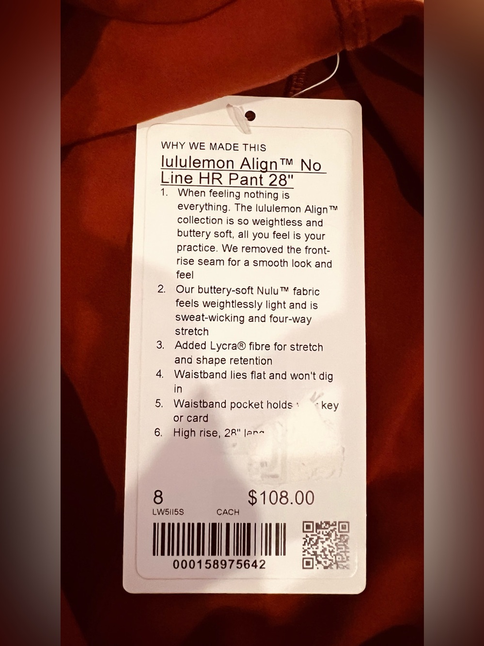 NWT Lululemon Align No Line High-Rise Pant 28” Cranberry Charm Size 8 - Picture 8 of 9